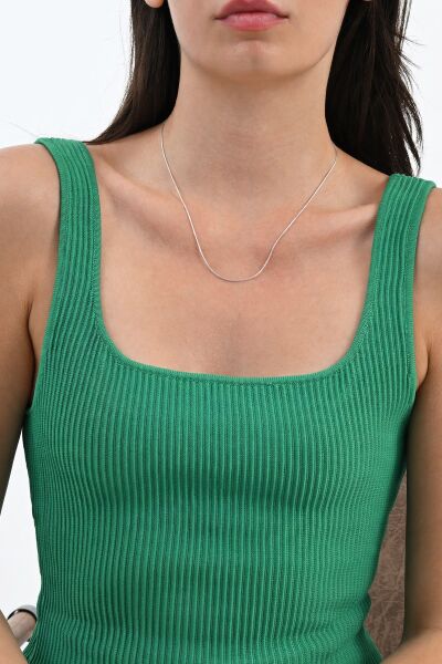 925 Ayar Gümüş Snake Chain Pürüzsüz Yılan Zincir Kolye SGTL13590RODAJ